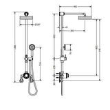 Crosswater Exposed Shower Set Crosswater MPRO Industrial Exposed Shower Valve Set with Adjustable Riser, Fixed Shower Head and Handset in Carbon Black