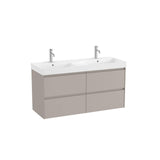 Roca Wall Mounted Vanity Unit Matt Grey Roca Ona 1200mm Wall Mounted Four Drawer Vanity Unit with Double Basin