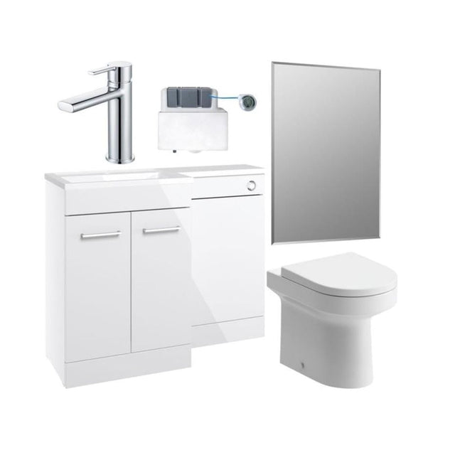 Aquarius Vanity Unit Suite White / Left Hand Aquarius Urbano Premium 1000mm Vanity Unit  Suite (with Back to Wall Toilet)