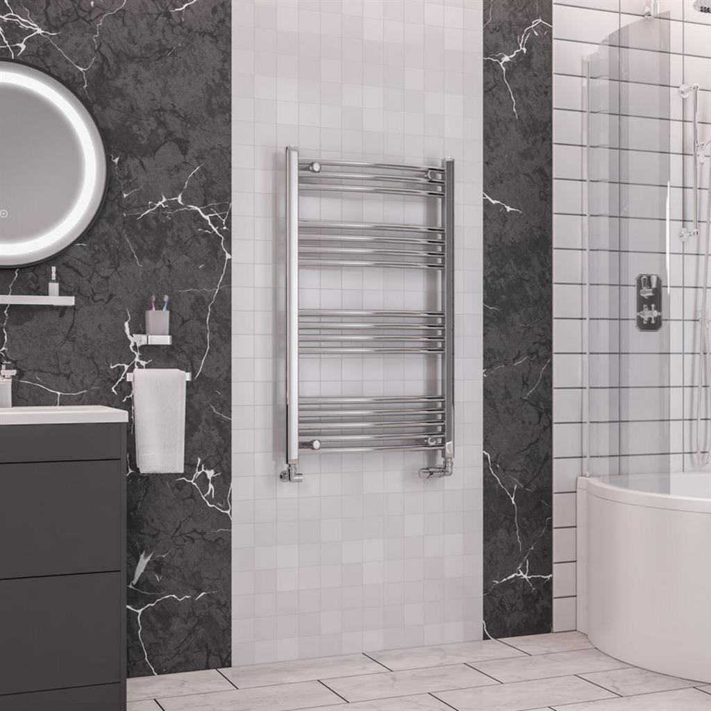 Eastbrook Ladder Rail Eastbrook Wendover Curved Vertical Heated Towel Rail - 1000mm x 600mm in Chrome