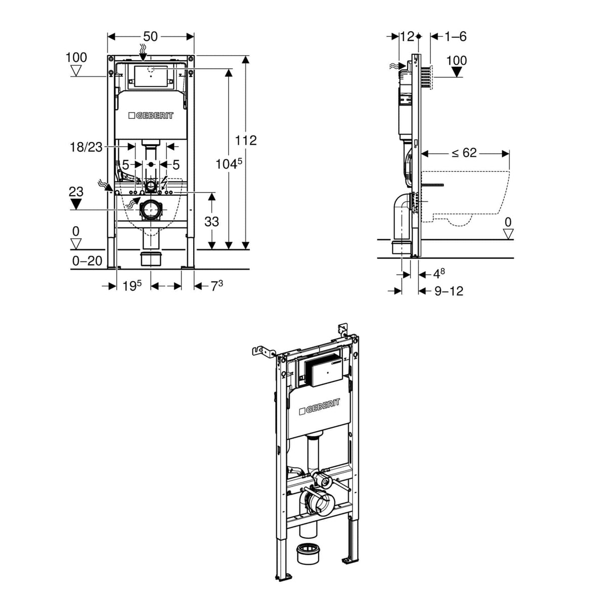 Geberit Concealed Cistern Geberit Duofix Alpha Wall Hung Cistern and Frame 1120mm