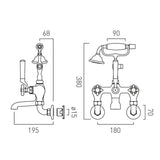 Vado Bath Shower Mixer Booth & Co. Axbridge Crosshead Wall Mounted Bath Shower Mixer with Traditional Shower Handset