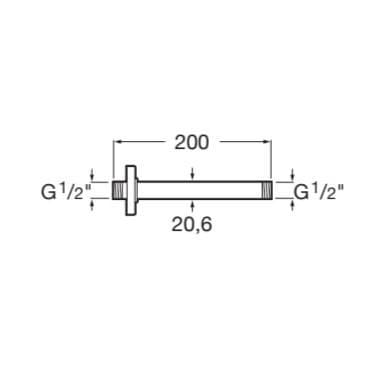 Roca Fixed Shower Arm Roca Ceiling Mounted 200mm Shower Arm
