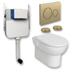 Aquarius Bathrooms Back To Wall Toilet Brushed Brass / Round Aquarius Urbano Rimless Back to Wall Toilet Pack with Cistern, Flush Plate, Soft Closing Seat and Hinge Covers