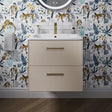 Britton Wall Mounted Vanity Unit Warm Beige / 1 Tap Hole Basin / Brushed Brass Britton Camberwell Wall Mounted 600mm Vanity Unit with Basin or Worktop