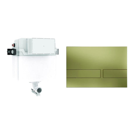 Crosswater Concealed Cistern Venue Plate in Brushed Brass Crosswater Dual Flush Concealed Cistern Set with Flush Plate - 414 x 143 x 387mm