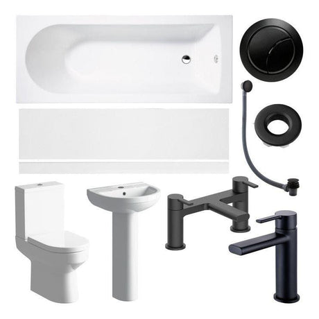 Aquarius Complete Bathroom Suite Black Aquarius Urbano Complete Premium Bath Suite (with Single Ended 1700mm Bath)