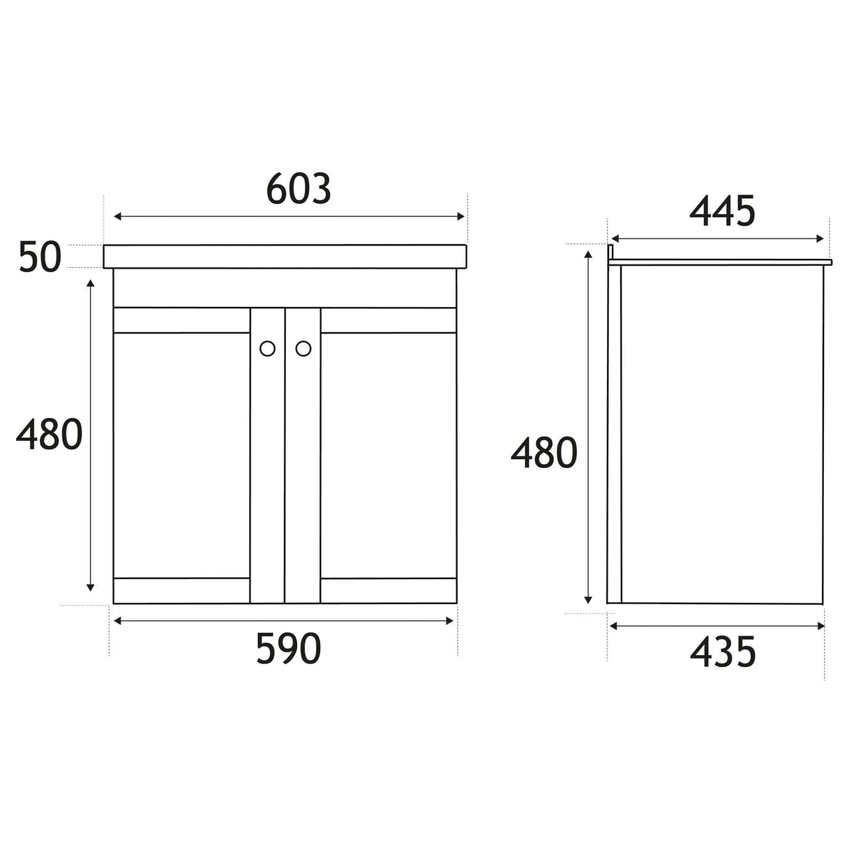 Eastbrook Wall Mounted Vanity Unit Eastbrook Hardwick Traditional 600mm Wall Hung Vanity Unit with Basin