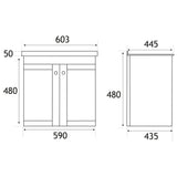 Eastbrook Wall Mounted Vanity Unit Eastbrook Hardwick Traditional 600mm Wall Hung Vanity Unit with Basin