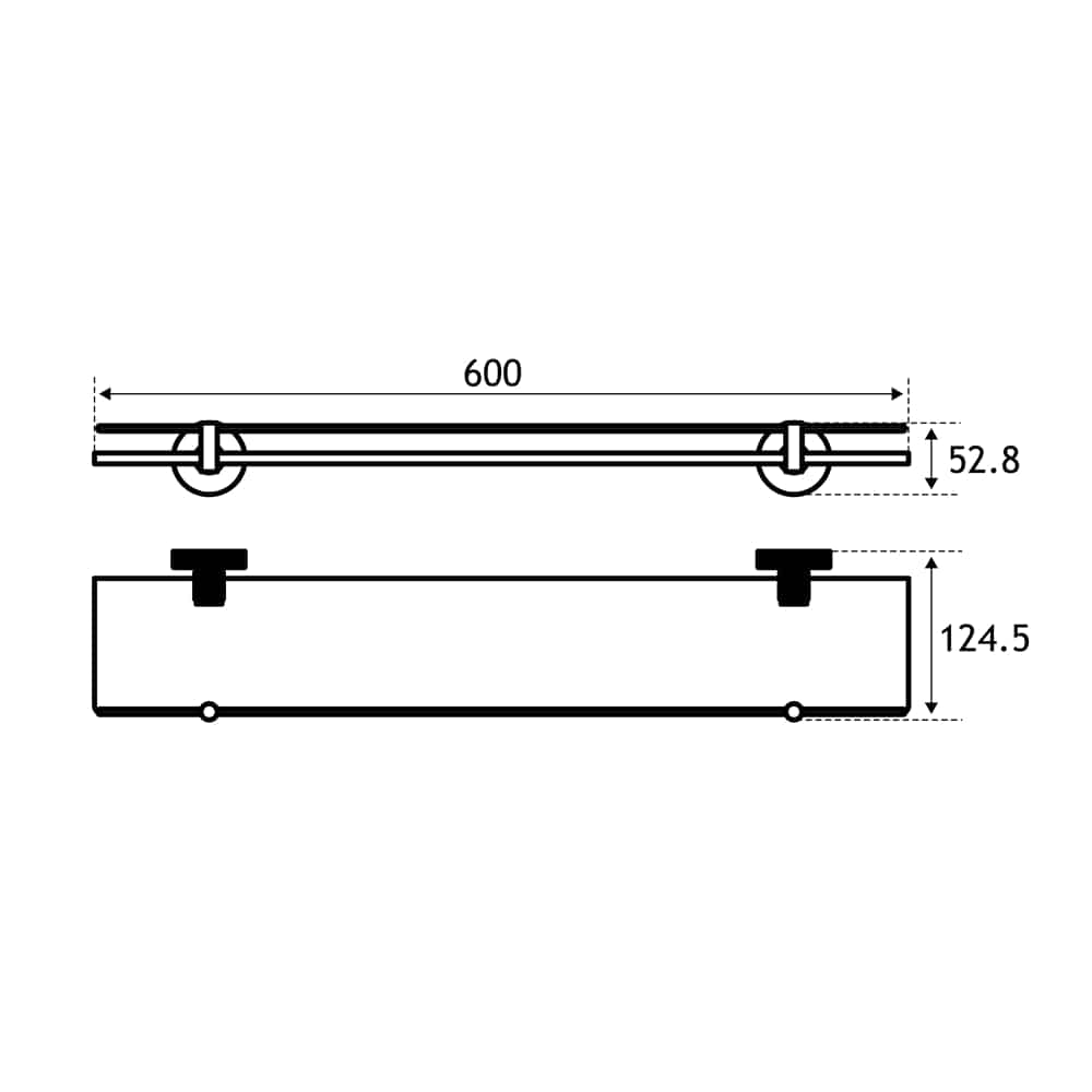 Eastbrook Shelf Eastbrook Catania Glass Shelf in Matt Black with Brushed Brass