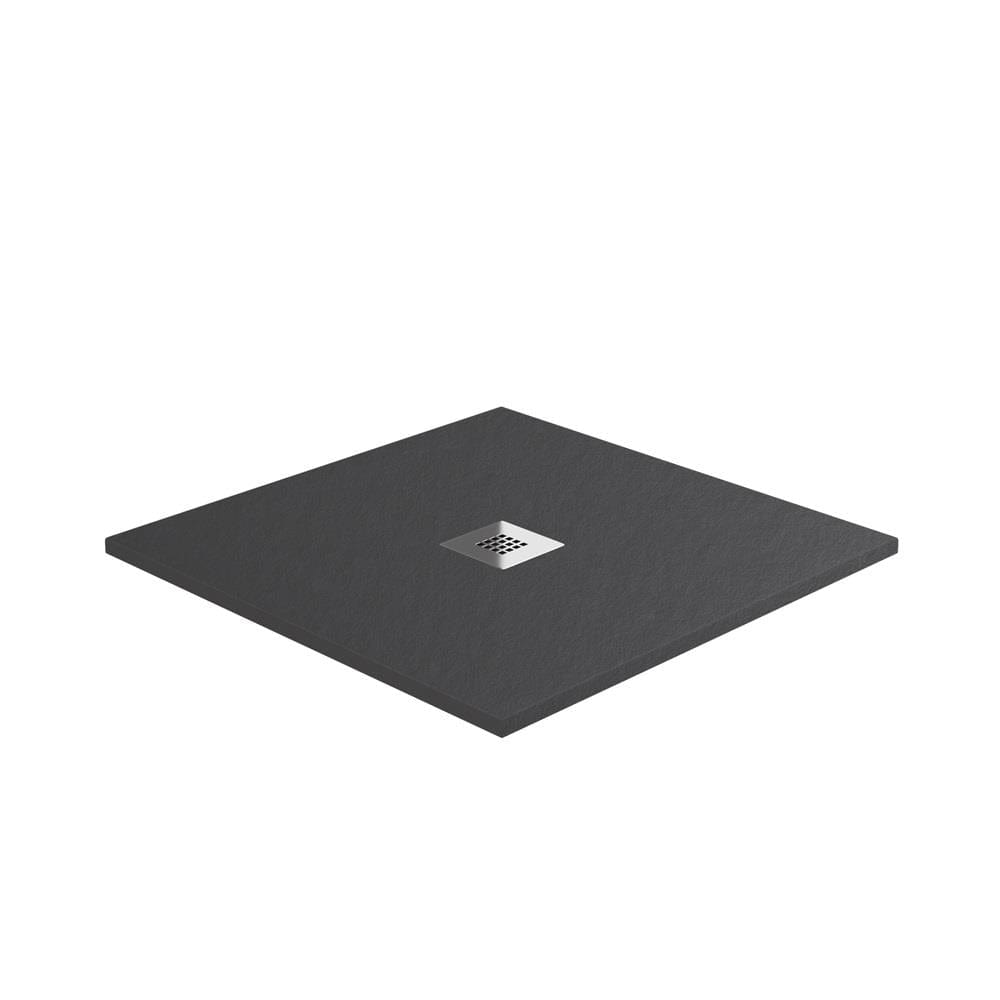 Aquarius Rectangle Shower Tray Aquarius Honiston Mineral Composite Slate Effect Shower Tray in Charcoal Grey
