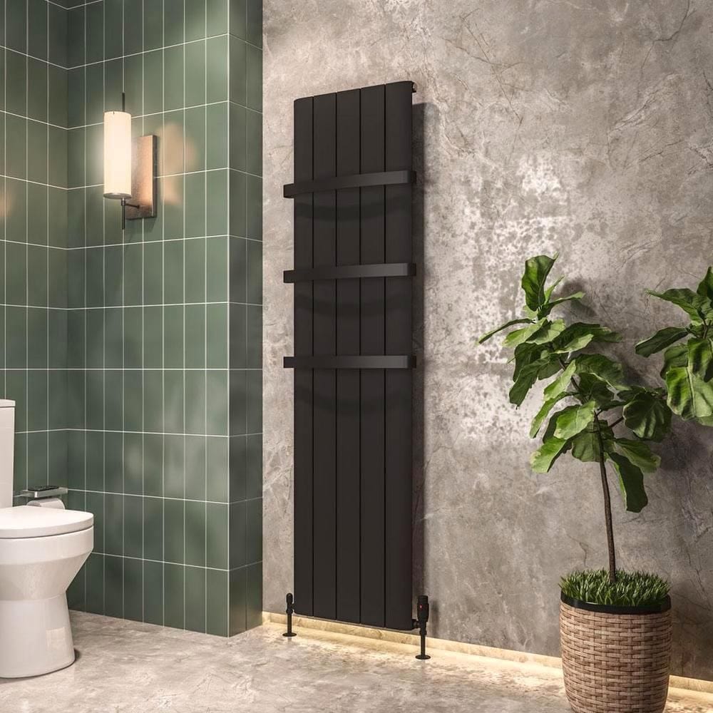 Eastbrook Panel Radiator 1800 x 470 / Dual Fuel Eastbrook Peretti Straight Vertical Aluminium Radiator in Matt Black