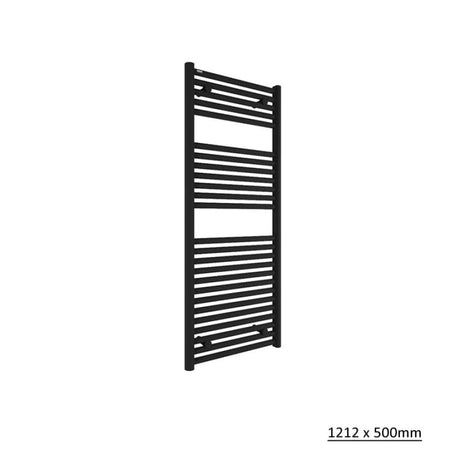 Tissino Ladder Rails 1212 x 500 / Central Heating Tissino Hugo2 Designer Towel Radiator in Matt Black