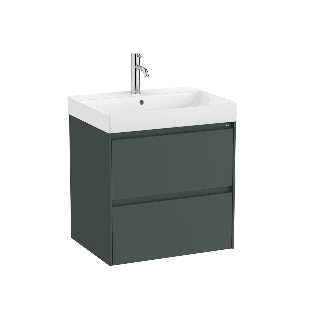 Roca Wall Mounted Vanity Unit Matt Green Roca Ona 600mm Wall Mounted Two Drawer Vanity Unit with Basin
