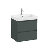 Roca Wall Mounted Vanity Unit Matt Green Roca Ona 600mm Wall Mounted Two Drawer Vanity Unit with Basin