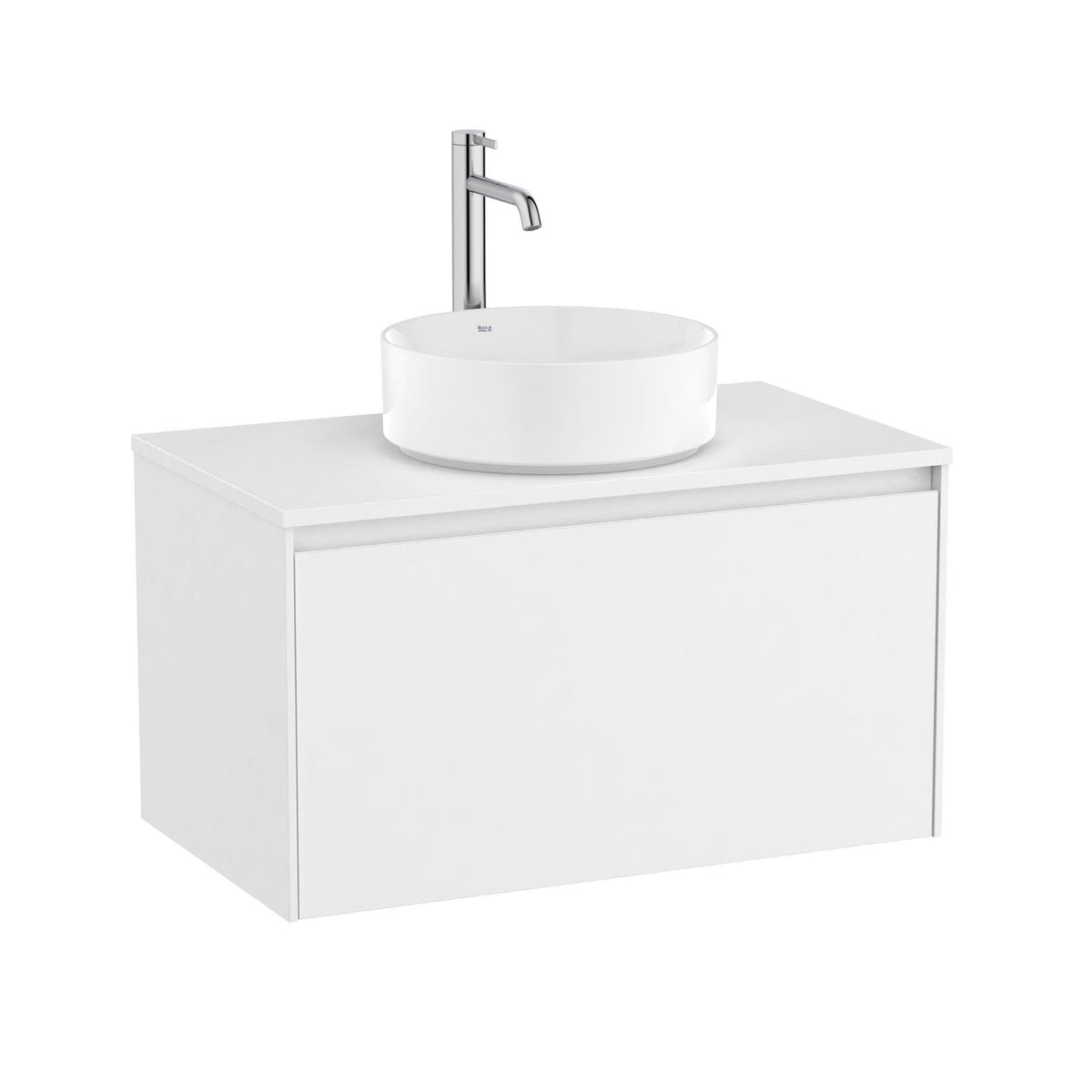 Roca Wall Mounted Vanity Unit Matt White Roca Ona 800mm Wall Mounted One Drawer Vanity Unit with Countertop