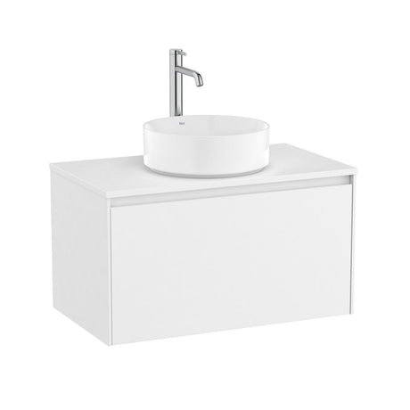 Roca Wall Mounted Vanity Unit Matt White Roca Ona 800mm Wall Mounted One Drawer Vanity Unit with Countertop