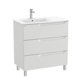 Roca Floor Standing Vanity Unit Pebble Grey / Left Hand Roca Aleyda 800mm Floor Standing Three Drawer Vanity Unit with Basin