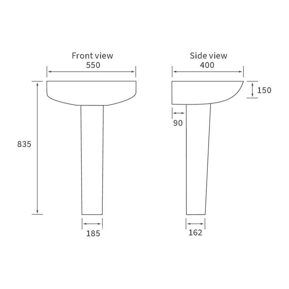 Aquarius Bathrooms Pedestal Basin Aquarius Willow 1 Tap Hole Basin with Full Pedestal