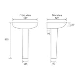 Aquarius Bathrooms Pedestal Basin Aquarius Willow 1 Tap Hole Basin with Full Pedestal