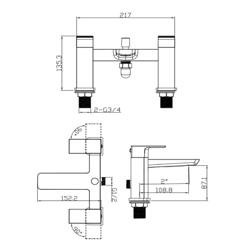Aquarius Bathrooms Bath Shower Mixer Aquarius Hydro Complete Bath Brassware Pack with Basin Mixer, Bath and Shower Mixer