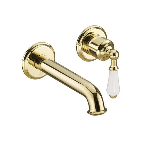 JTP Wall Mounted Basin Tap Polished Gold JTP Grosvenor Single Lever Wall Mounted Basin Mixer Tap