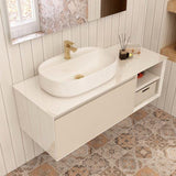 Imex Wall Mounted Vanity Unit Imex Essence Wall Mounted 1200mm Single Drawer Vanity Unit with Worktop and  1 Tap Hole Basin