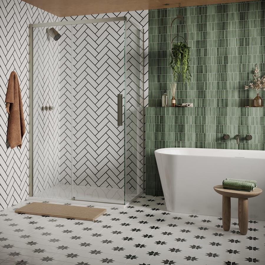 Crosswater Sliding Shower Door Brushed Stainless Steel / 900 x 2000 Crosswater Asura 8mm Sliding Shower Door Side Panel