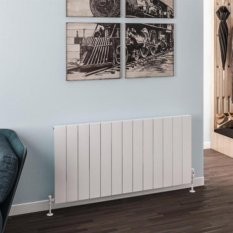 Eastbrook Panel Radiator 600 x 1230 / Dual Fuel Eastbrook Rosano Straight Horizontal Aluminium Radiator  in Matt White