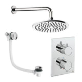 UK Bathroom Store Concealed Shower Set Chrome / Wall Arm / 200mm Crosswater Crossbox Shower Set 7 - 2 Outlet with Fixed Overhead Shower and Overflow Bath Filler Waste