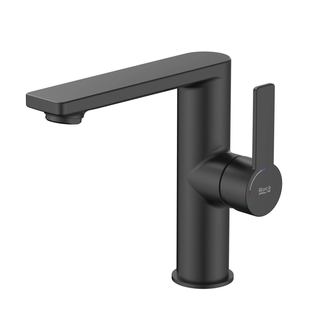 Roca Mono Basin Tap Matt Black Roca Targa Basin Mixer with Lateral Handle and Cold Start