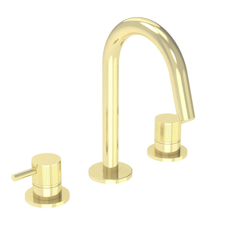 Saneux Tall Basin Tap Brushed Brass / Fluted Saneux Cos 3 Hole Deck Mounted Basin Mixer Tap