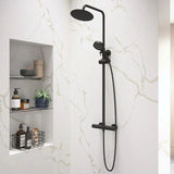Aquarius Bathrooms Exposed Shower Set Matt Black Aquarius Exposed Thermostatic Bar Shower Overhead and Handheld Shower