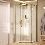 Crosswater Quadrant Shower Enclosure 800 x 800 / Brushed Brass Crosswater Asura 8mm Quadrant Sliding Shower Door