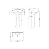 Aquarius Bathrooms Pedestal Basin Aquarius Ashford 590mm Traditional 2 Tap Hole Basin with Full Pedestal