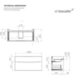 Crosswater Wall Mounted Vanity Unit Crosswater Glide II Wall Mounted Two Drawer Vanity Unit with Worktop