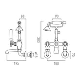 Vado Bath Shower Mixer Booth & Co. Axbridge Crosshead Wall Mounted Bath Shower Mixer with Traditional Shower Handset