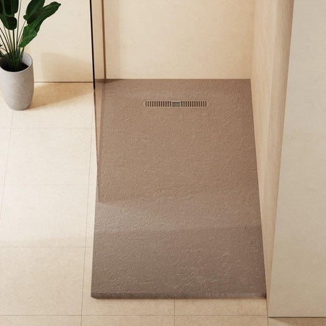 Crosswater Rectangle Shower Tray Brown / 900 x 1700 Crosswater Vito Textured Rectangle Shower Tray with Waste