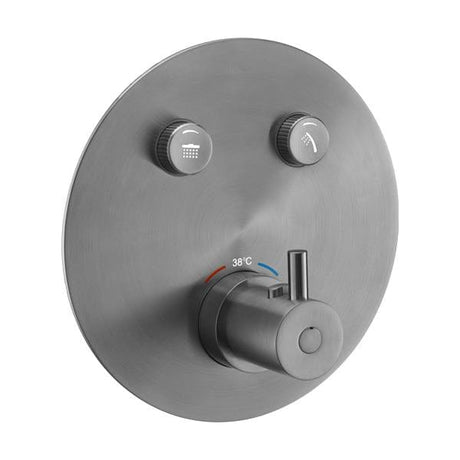 Flova Concealed Shower Valve Gun Metal Flova Levo Round 2 Outlet GoClick Finishing Set