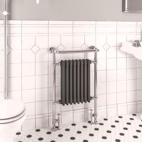 Eastbrook Inset Radiator Electric Only Eastbrook Isbourne Straight Vertical Traditional Radiator in Chrome/Matt Anthracite