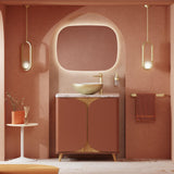 Crosswater Floor Standing Vanity Unit Soft Clay / Crosswater Tambour Worktop - Gold Vein Estatuario Crosswater Tambour 800mm Floor Standing Two Door Vanity Unit with Basin or Worktop