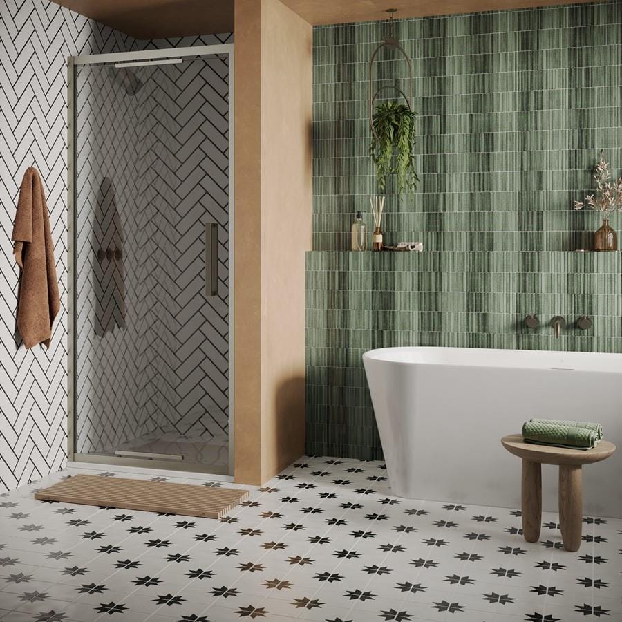 Crosswater Infold Shower Door Brushed Nickel / 2000 x 900 Crosswater Asura 8mm Infold Shower Door