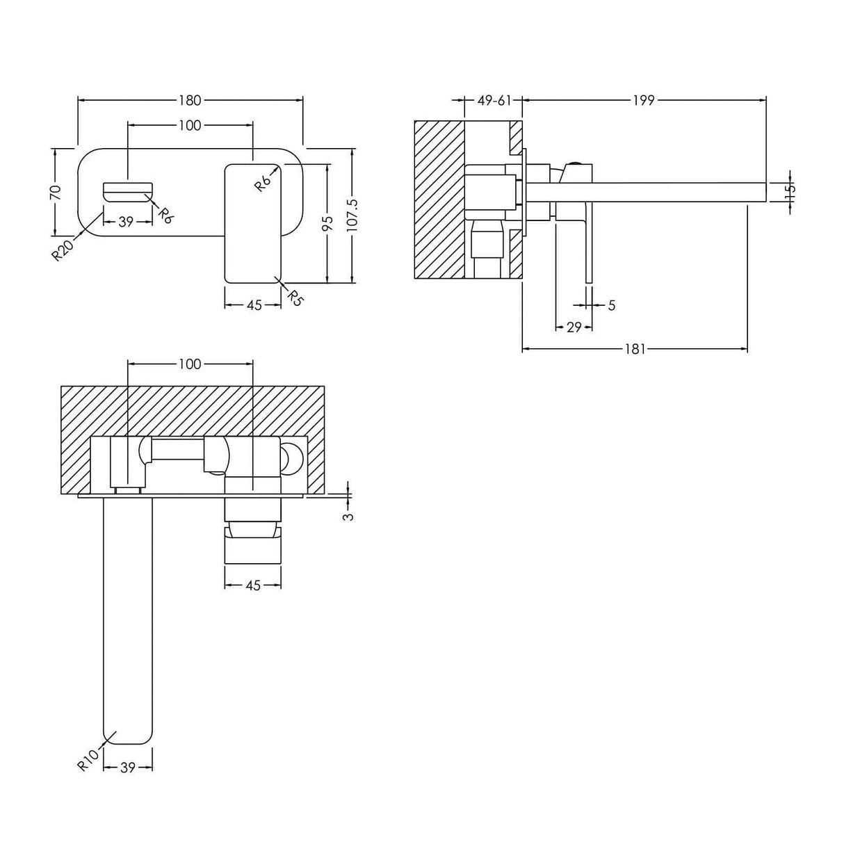 Aquarius Bathrooms Wall Mounted Basin Tap Aquarius Tetra Wall Mounted 2 Tap Hole Basin Mixer Tap