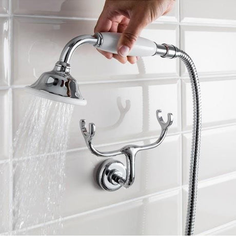 Crosswater Exposed Shower Set Crosswater Belgravia Thermostatic Shower Kit with Fixed Shower Head and Handset with Cradle in Chrome