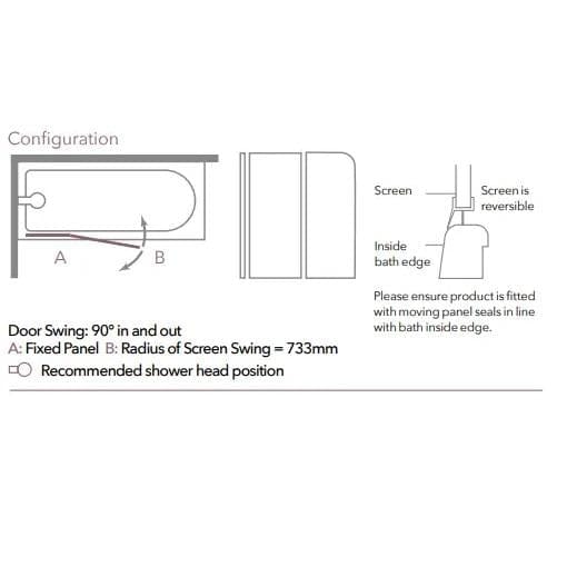 Merlyn Bath Screen Merlyn 2 Panel Curved Bathscreen with HydraSEAL Technology