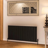Eastbrook Panel Radiator 600 x 1230 / Dual Fuel Eastbrook Rosano Straight Horizontal Aluminium Radiator  in Matt Black