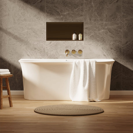Crosswater Back To Wall Freestanding Bath Crosswater Cursa Back to Wall Freestanding Bath - 1500 x 800mm - Gloss White