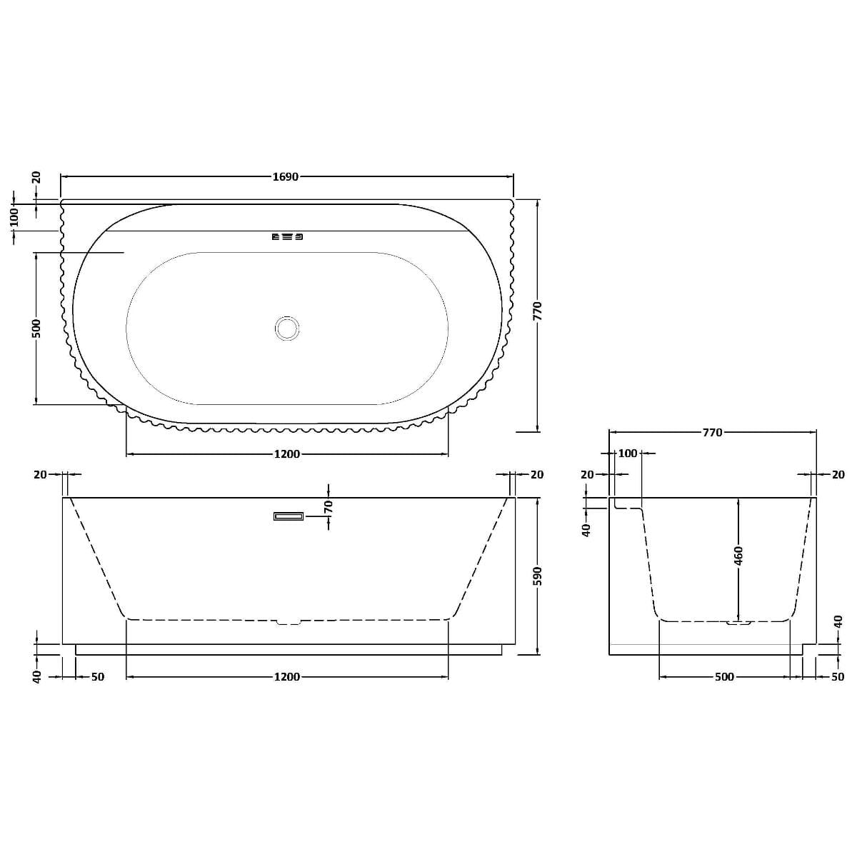 Aquarius Bathrooms Back To Wall Freestanding Bath Aquarius Cadence Freestanding Double Ended Back to Wall Bath