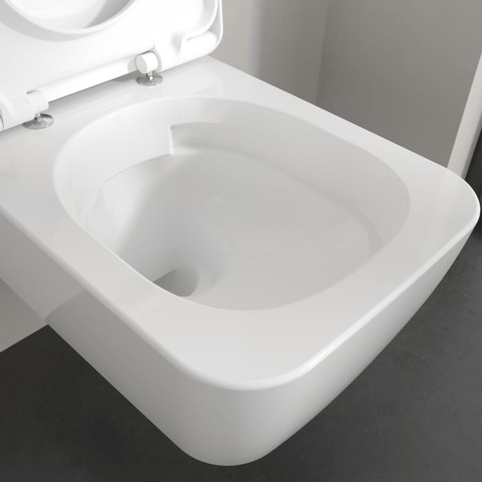 Villeroy & Boch Wall Hung Toilet Villeroy & Boch Skyla Square Wall Hung Rimless Toilet with Twist Flush and Soft Close Seat