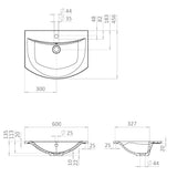 Crosswater Wall Mounted Vanity Unit Crosswater Svelte 600mm Wall Hung Vanity Unit in American Walnut with 1 Tap Hole Cast Mineral Marble Basin